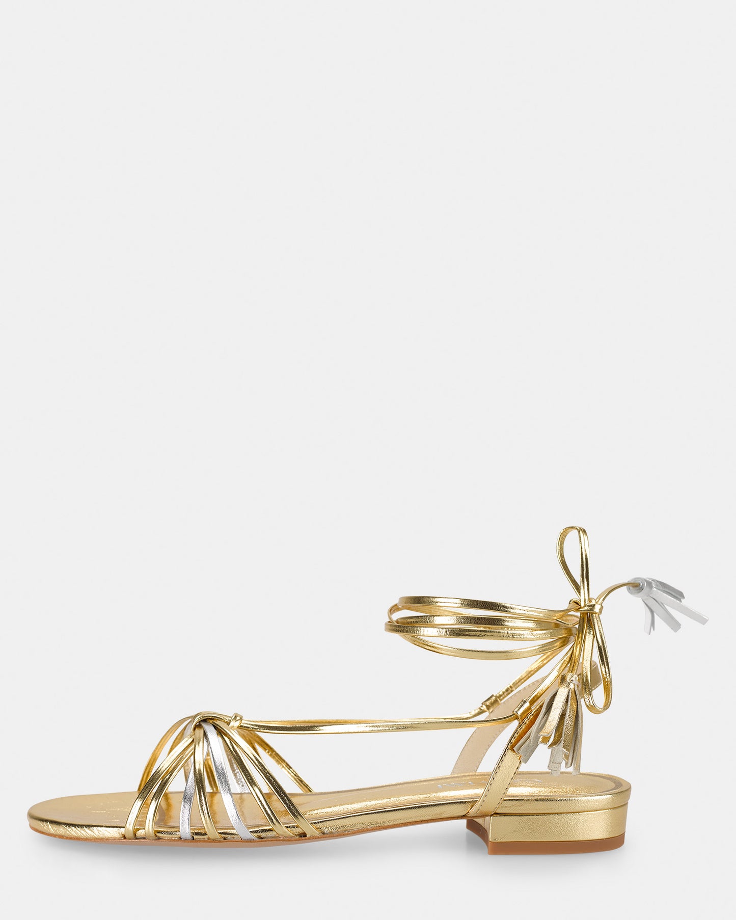 Lace-up leather thong sandals