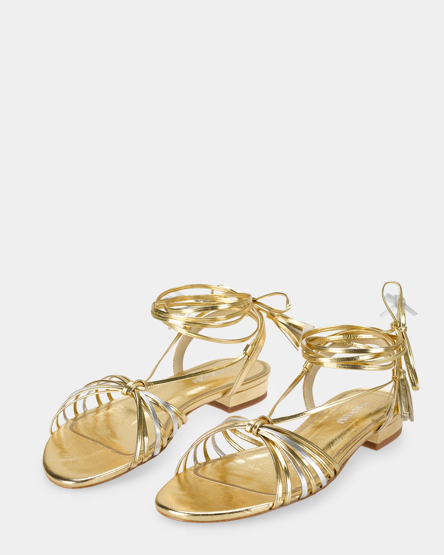 Lace-up leather thong sandals