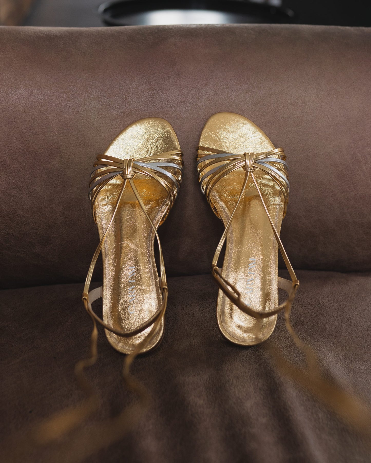 Lace-up leather thong sandals