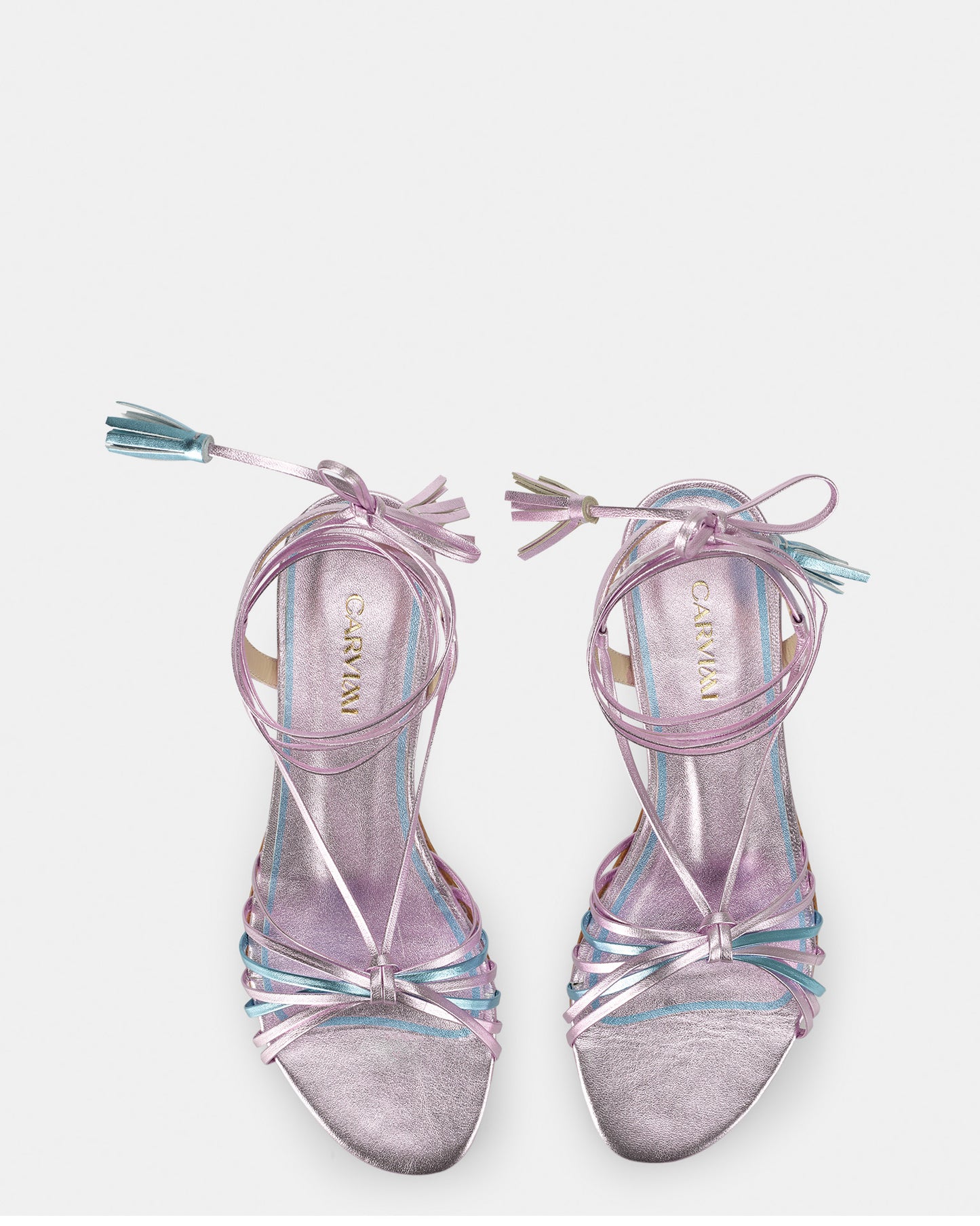 Lace-up leather thong sandals