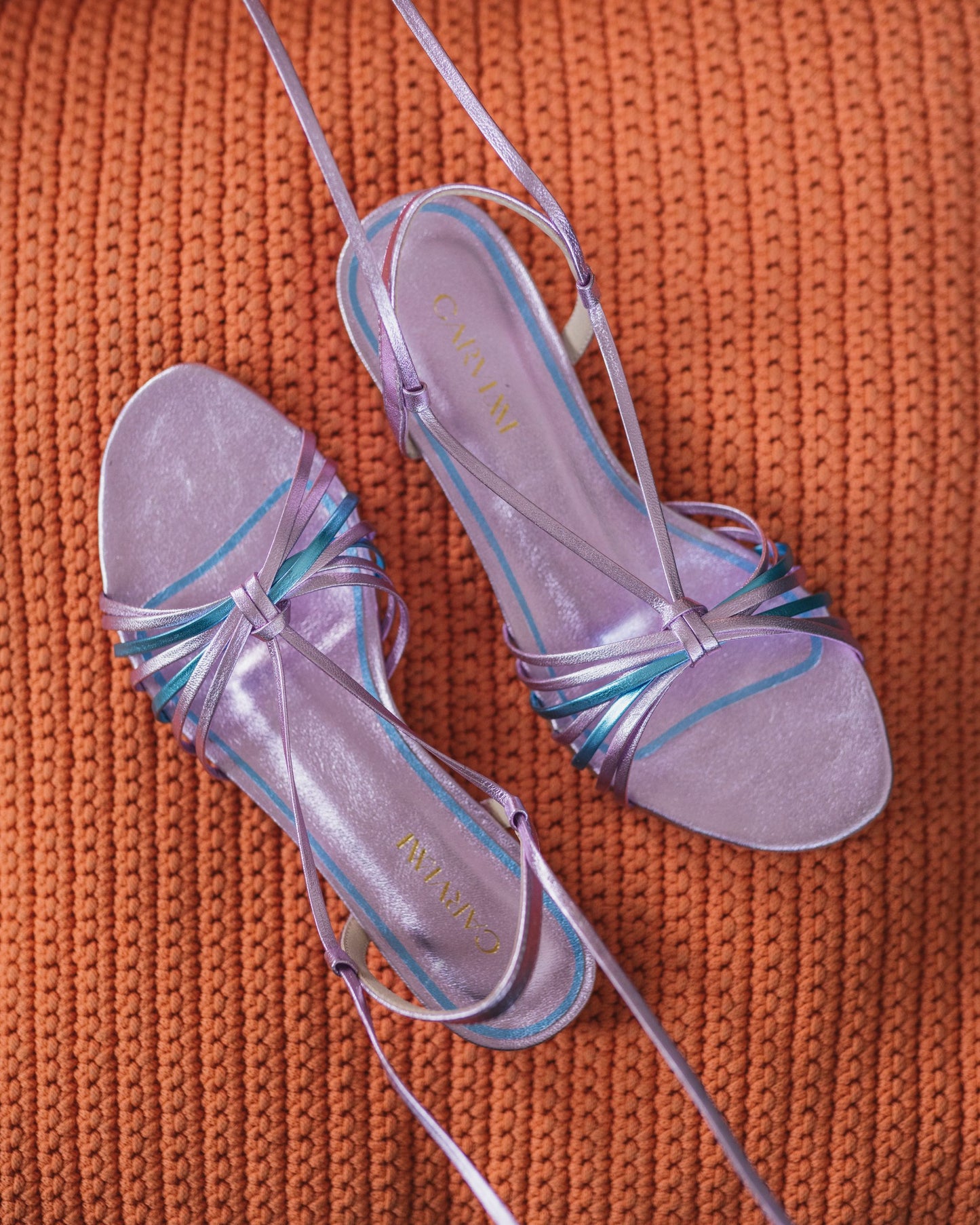 Lace-up leather thong sandals