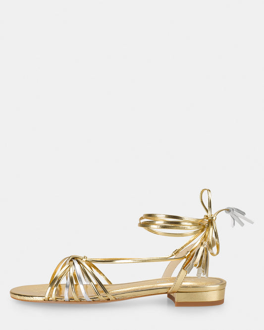 Lace-up leather thong sandals