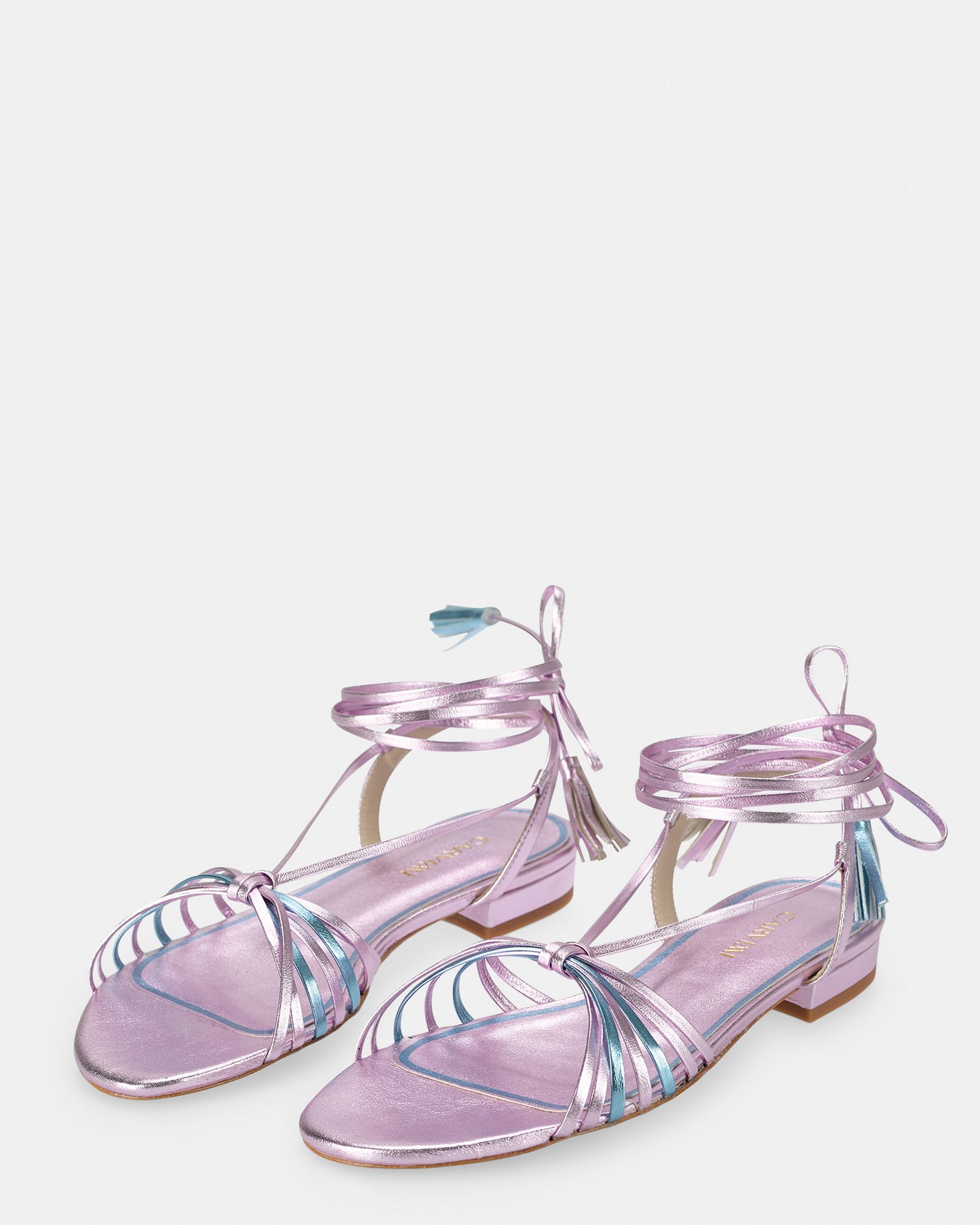 Lace-up leather thong sandals
